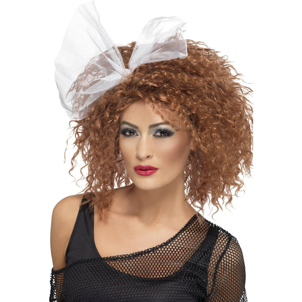 Brown - Back - Smiffys Womens-Ladies 80s Wild Child Wig