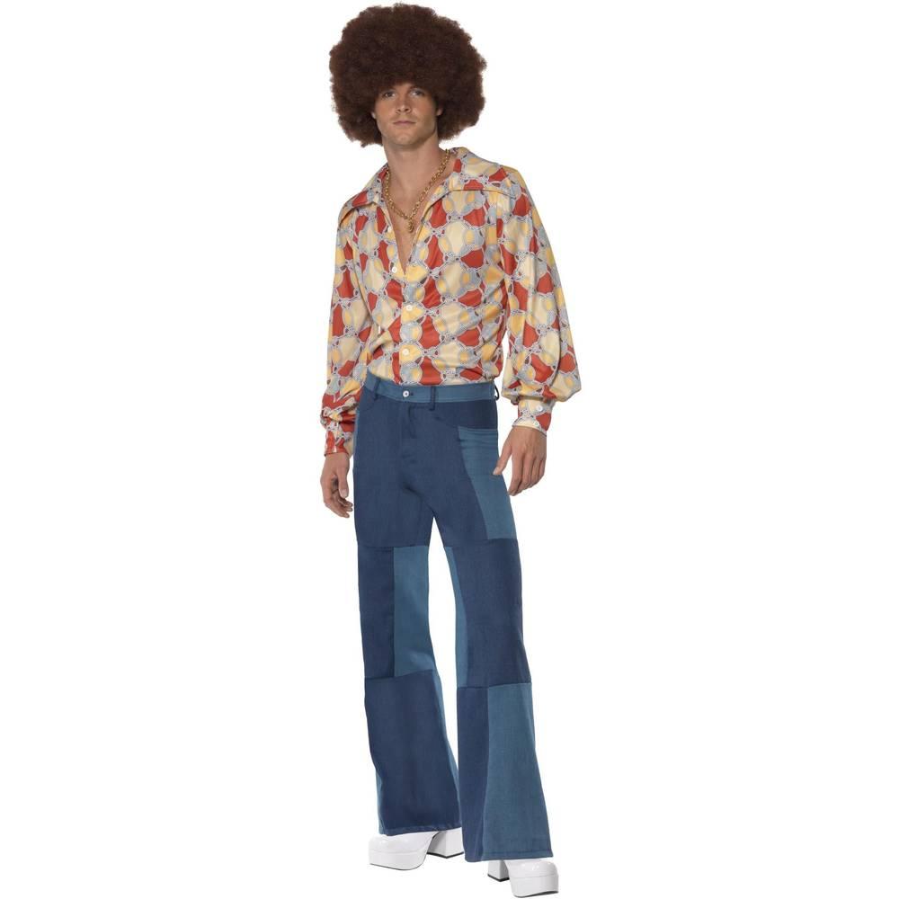 Blue - Front - Smiffys Mens 70s Deluxe Flared Trousers