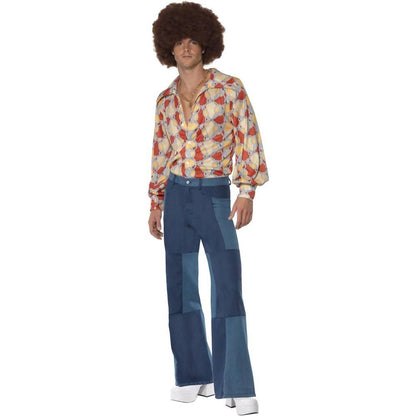 Blue - Front - Smiffys Mens 70s Deluxe Flared Trousers