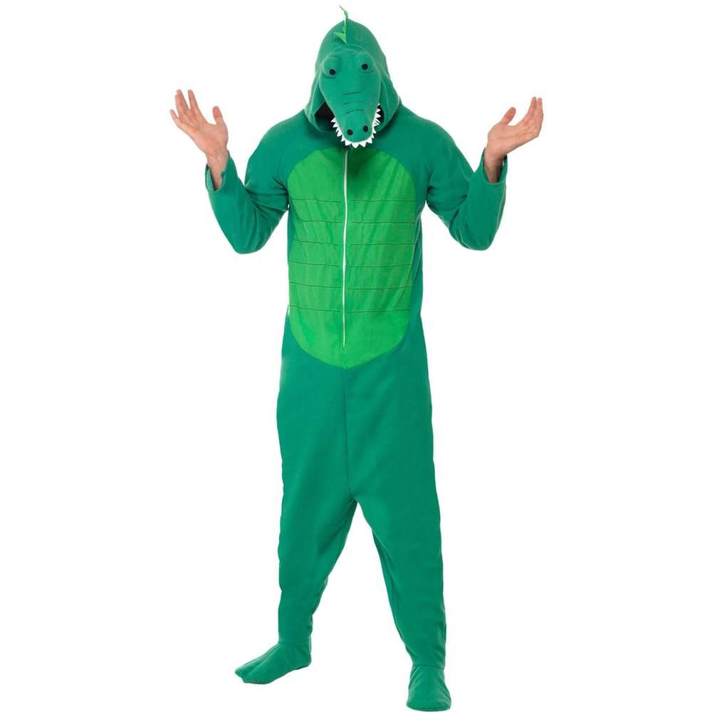 Green - Front - Smiffys Mens Crocodile Hooded Jumpsuit