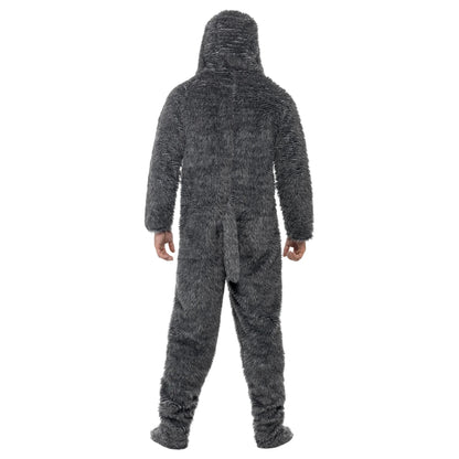 Grey - Back - Smiffys Unisex Adult Dog Fluffy Bodysuit