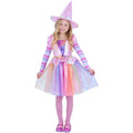 Multicoloured - Front - Smiffys Girls Pastel Rainbow Halloween Witch Costume