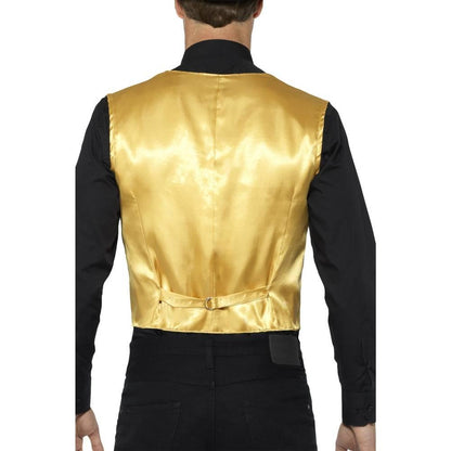 Gold - Back - Smiffys Mens Sequin Costume Waistcoat