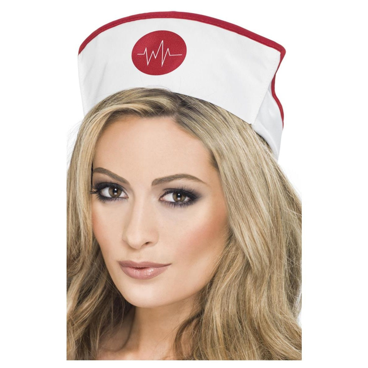White-Red - Side - Smiffys Womens-Ladies Nurse Costume Hat