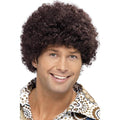 Brown - Front - Smiffys Mens 70s Disco Dude Wig