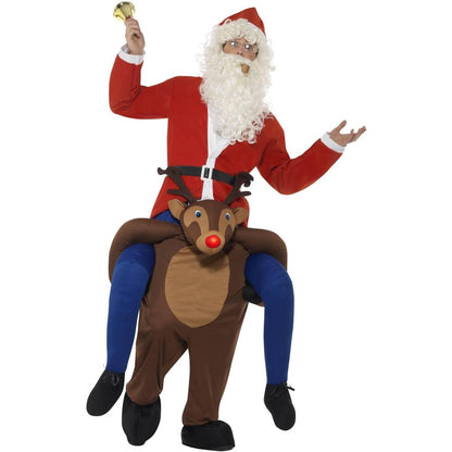 Brown - Front - Smiffys Rudolph Christmas Piggy Back Costume
