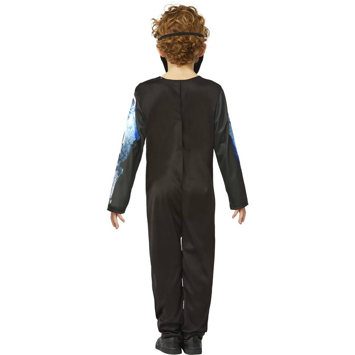 Black-Blue - Back - Smiffys Childrens-Kids Robotic Skeleton Halloween Costume