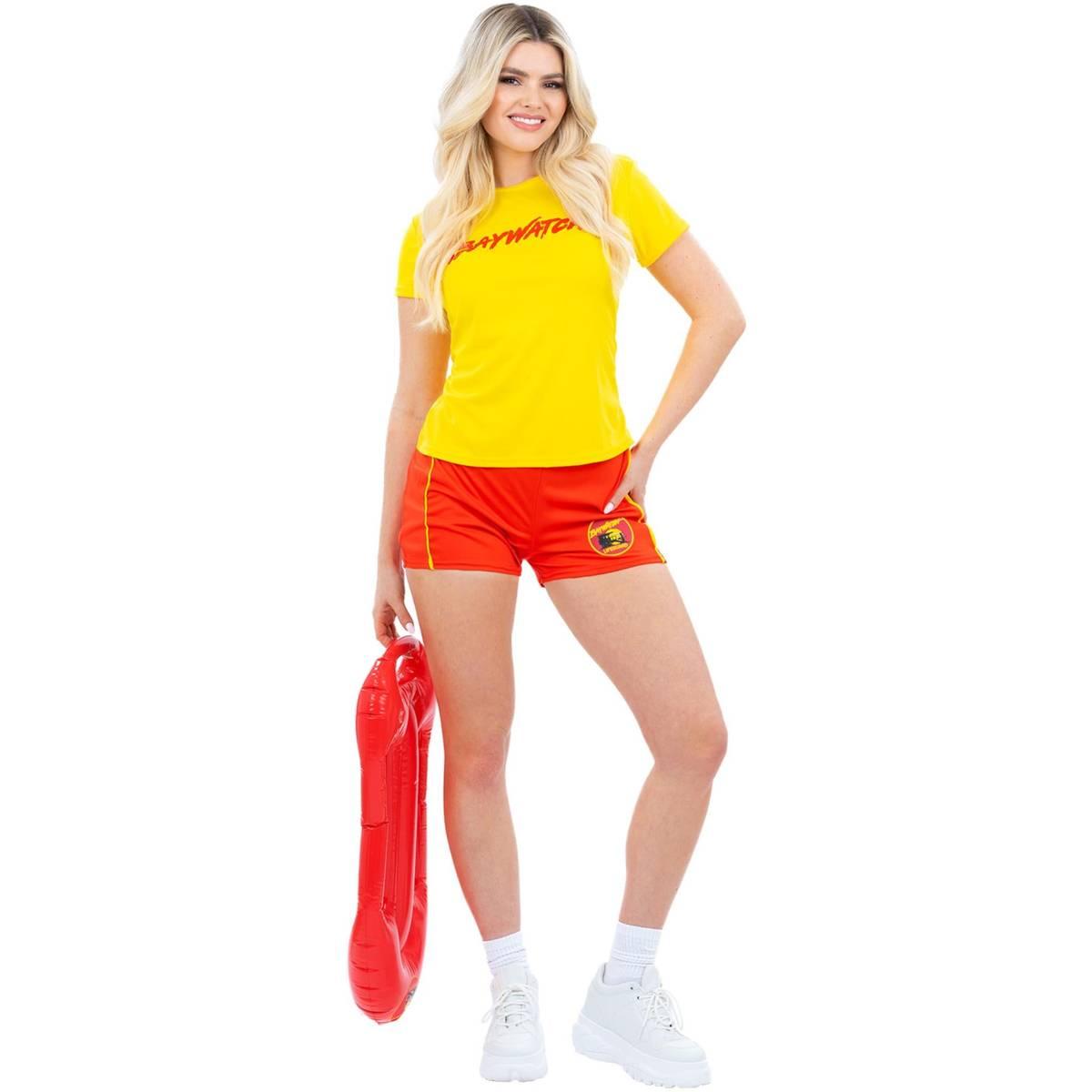 Yellow-Red - Front - Baywatch Womens-Ladies Beach Costume