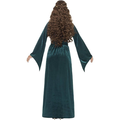 Green - Back - Smiffys Womens-Ladies Medieval Maid Costume