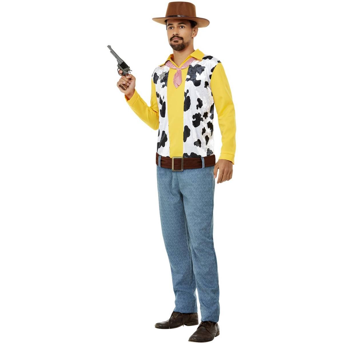 Yellow-White-Black-Blue - Front - Smiffys Mens Western Cowboy Costume