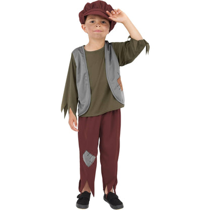 Green-Burgundy - Front - Smiffys Boys Poor Victorian Costume Set