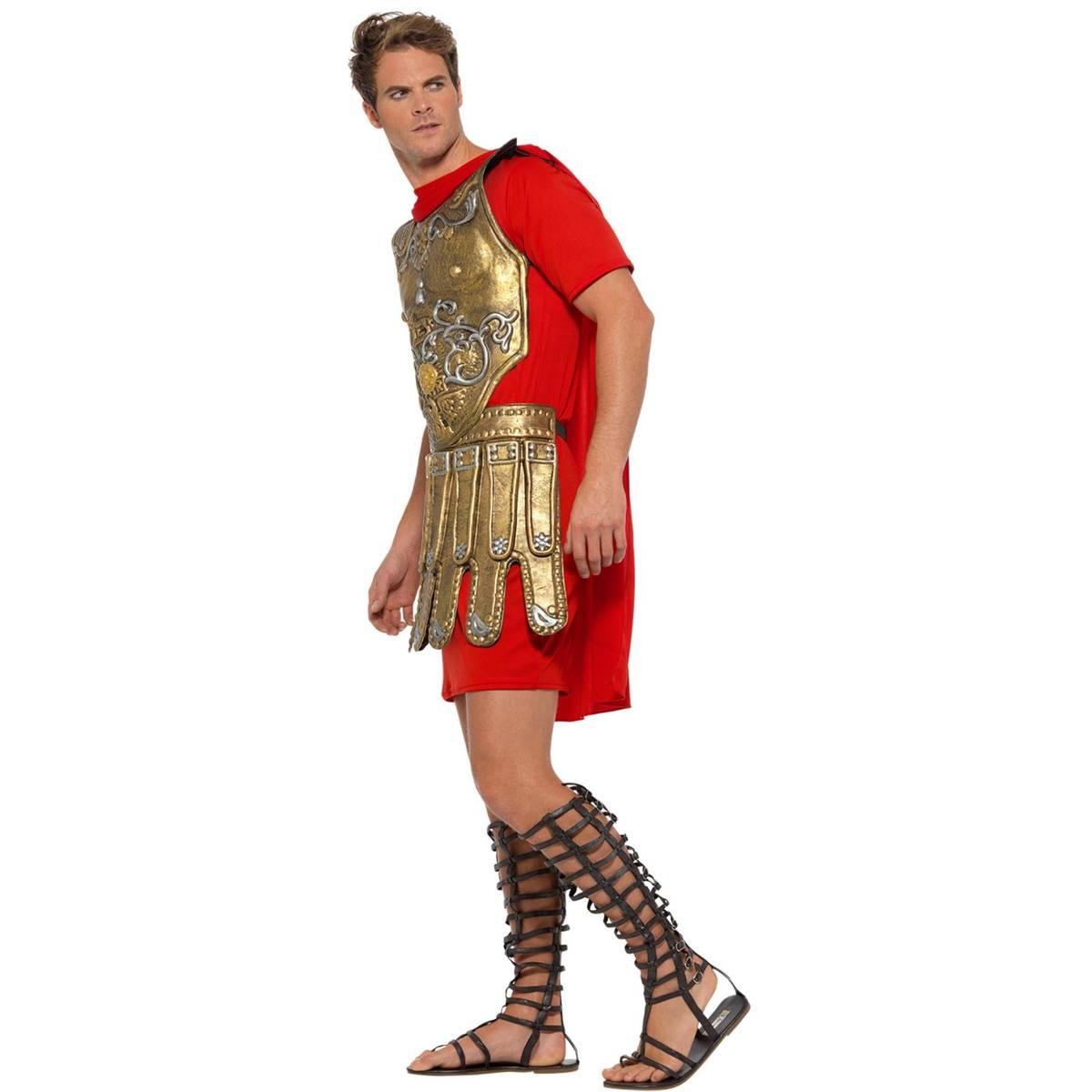 Red-Gold - Side - Smiffys Mens Roman Gladiator Costume