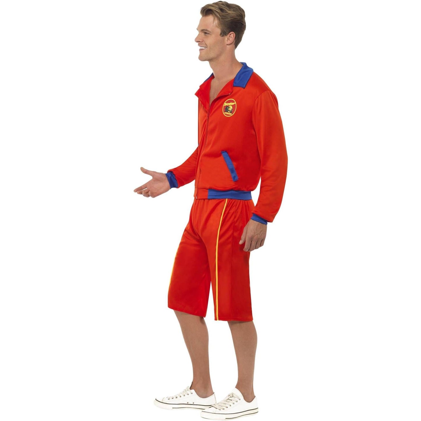 Red - Side - Baywatch Mens Lifeguard Beach Costume Set