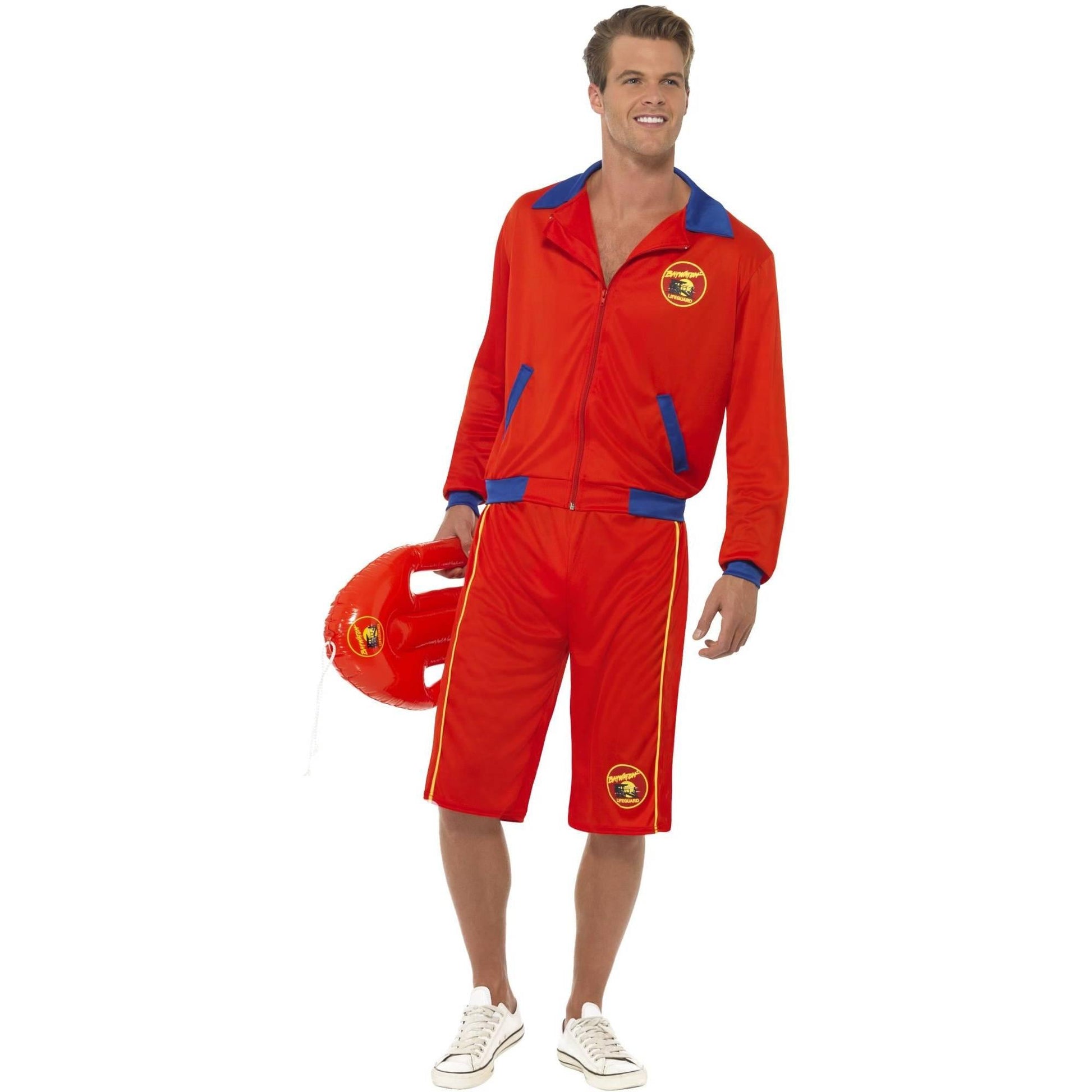 Red - Front - Baywatch Mens Lifeguard Beach Costume Set