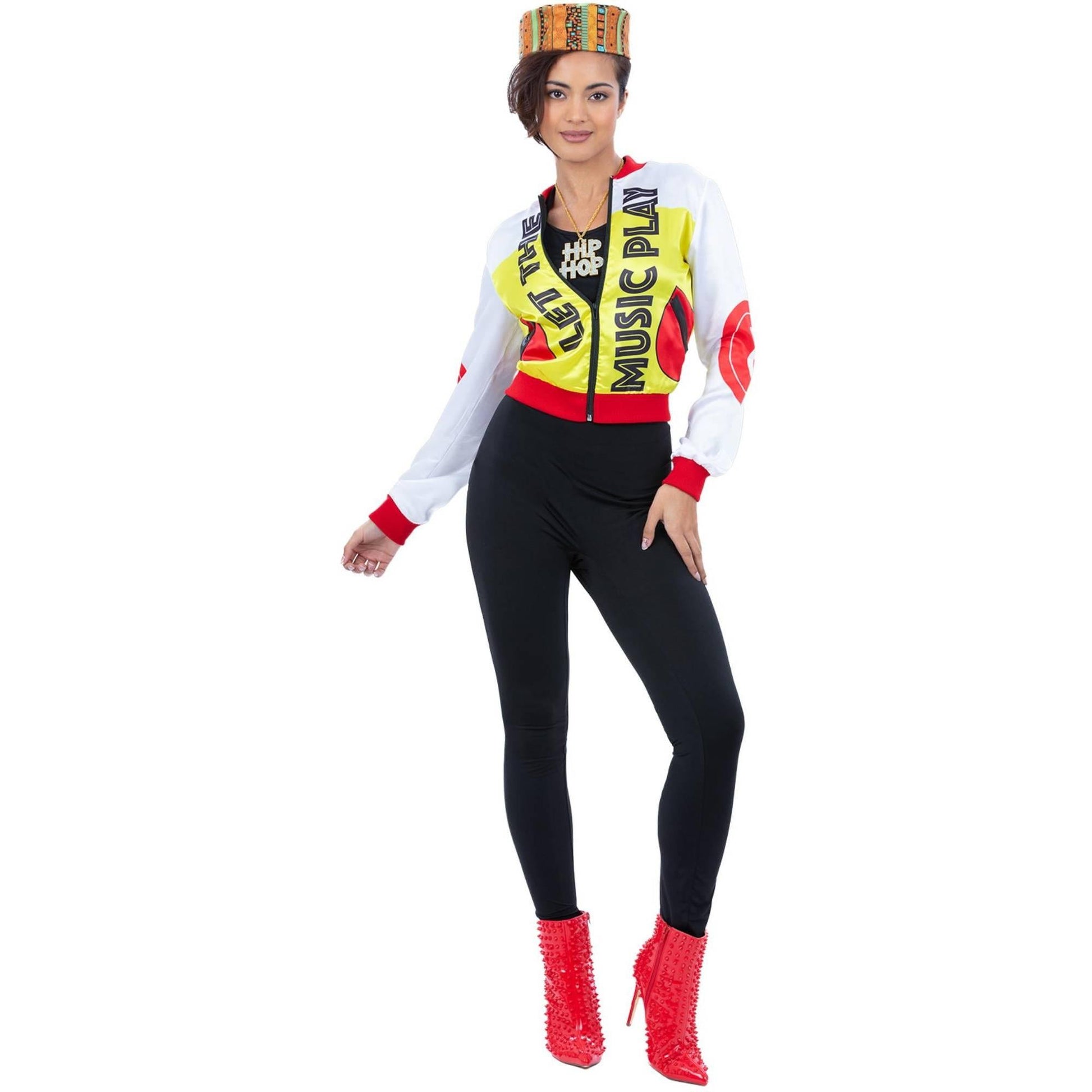 Yellow-Red-White - Front - Smiffys Womens-Ladies 90s Push It Costume Set