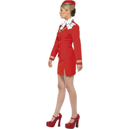 Red-Gold - Side - Smiffys Womens-Ladies Trolley Dolly Costume