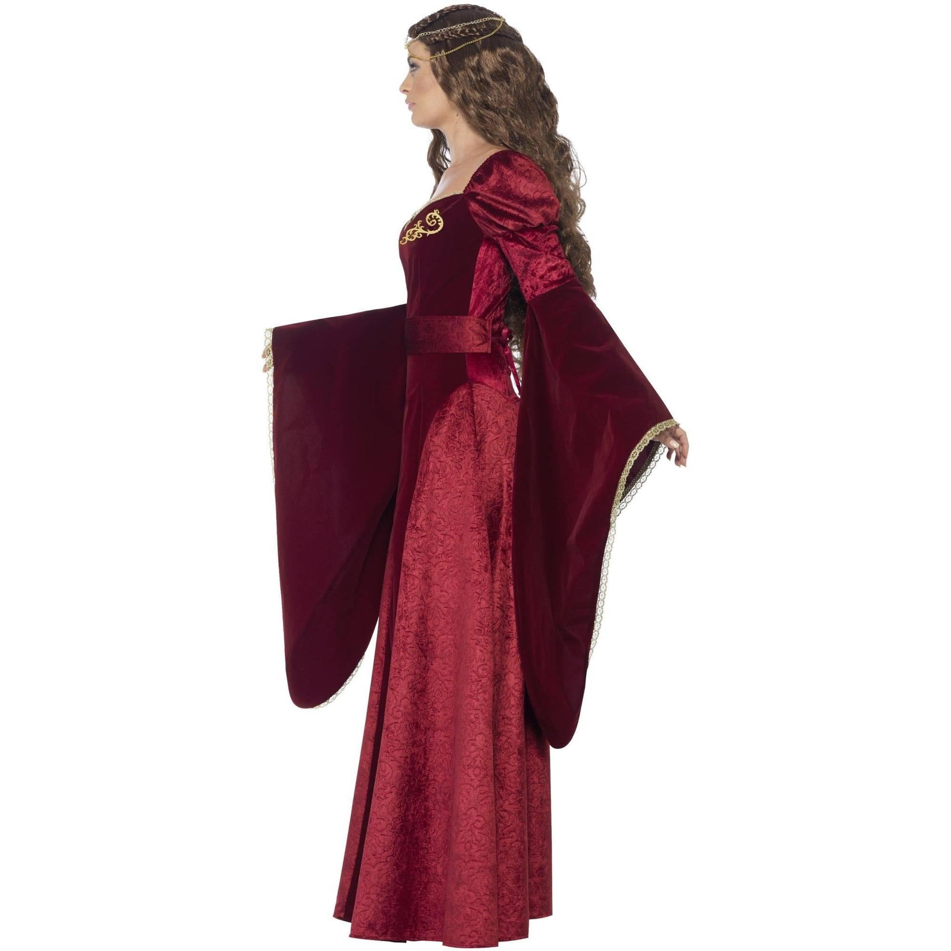 Red - Side - Smiffys Womens-Ladies Medieval Queen Costume