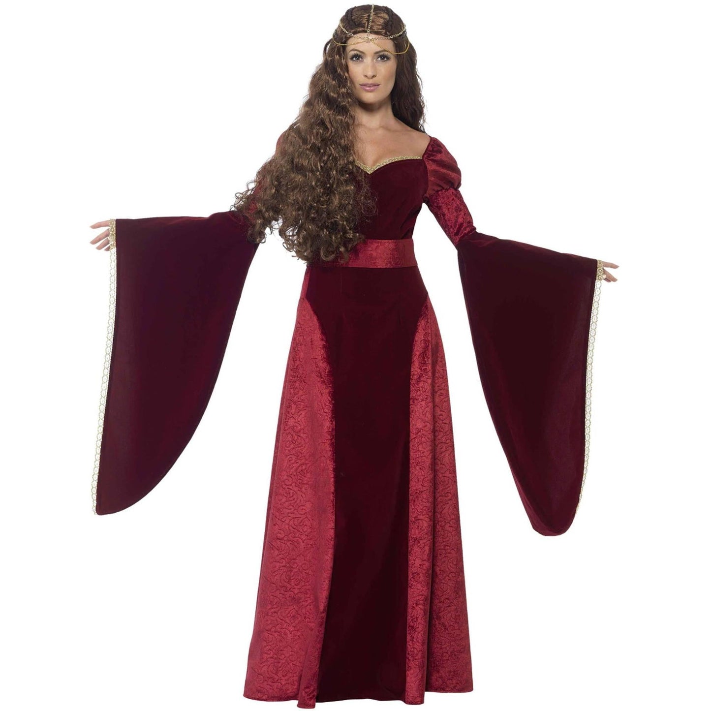 Red - Lifestyle - Smiffys Womens-Ladies Medieval Queen Costume