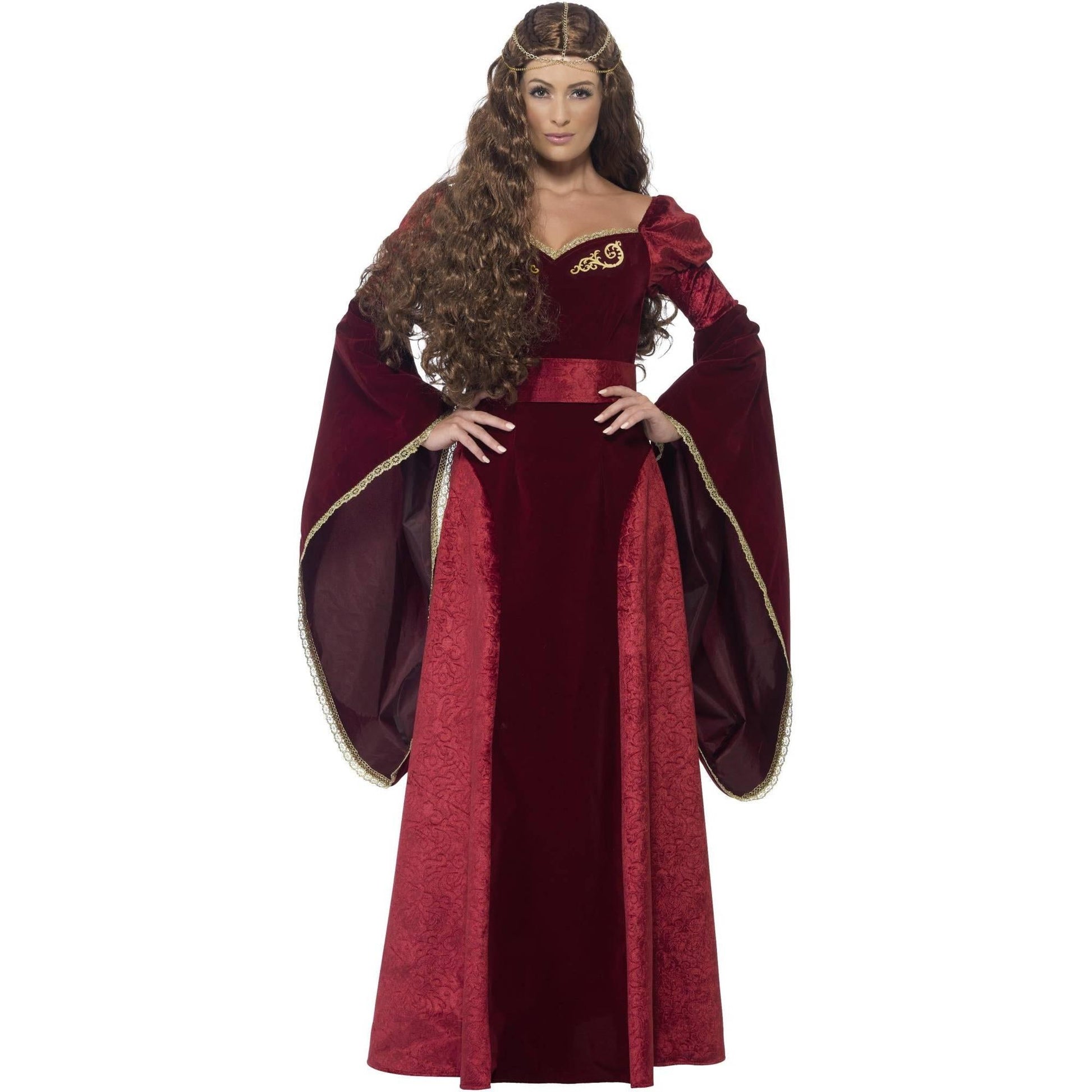 Red - Front - Smiffys Womens-Ladies Medieval Queen Costume