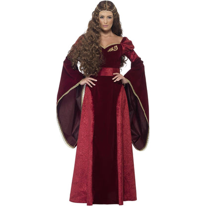 Red - Front - Smiffys Womens-Ladies Medieval Queen Costume