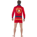 Red - Back - Baywatch Mens Life Guard Short Costume Set