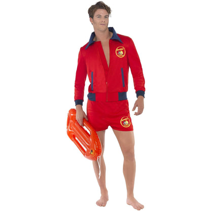 Red - Front - Baywatch Mens Life Guard Short Costume Set