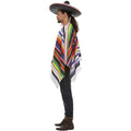 Multicoloured - Side - Smiffys Unisex Adult Striped Poncho