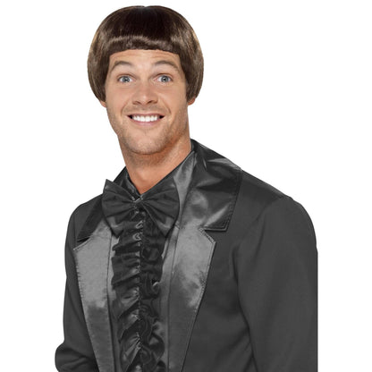 Brown - Front - Smiffys 90s Bowl Cut Wig