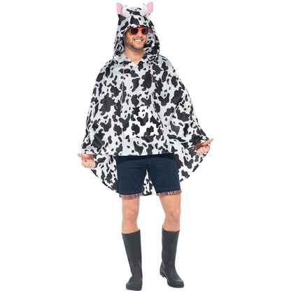 White-Black - Lifestyle - Smiffys Unisex Adult Cow Print Costume Poncho