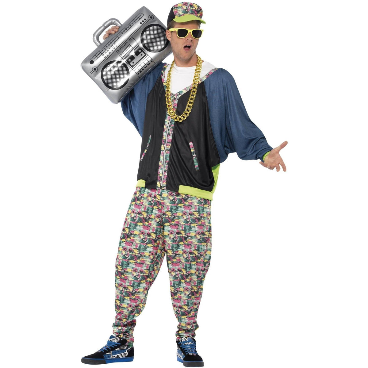 Multicoloured - Front - Smiffys 80s Hip Hop Patterned Costume