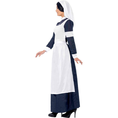 White-Blue - Side - Smiffys Womens-Ladies Great War Nurse Costume Set