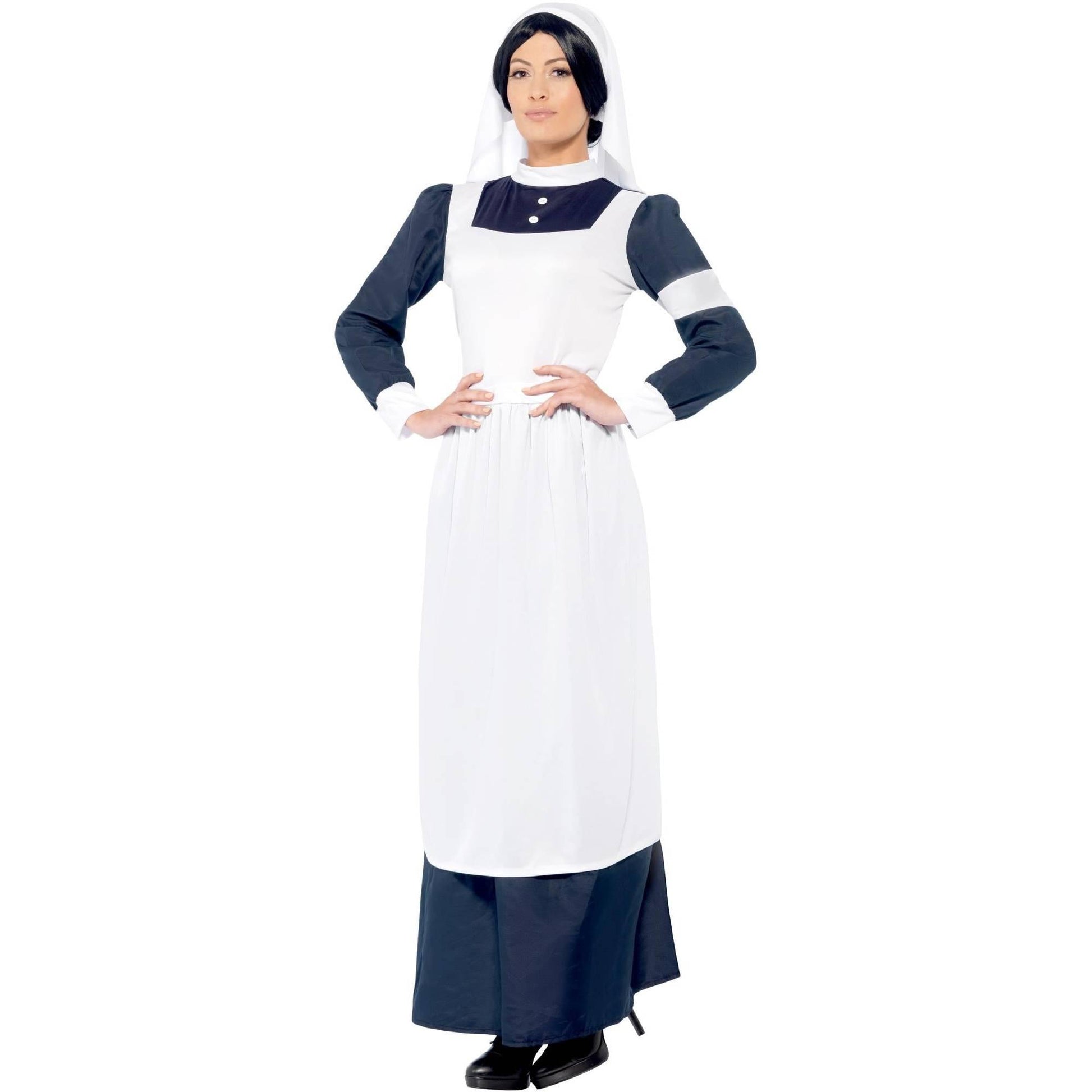 White-Blue - Lifestyle - Smiffys Womens-Ladies Great War Nurse Costume Set