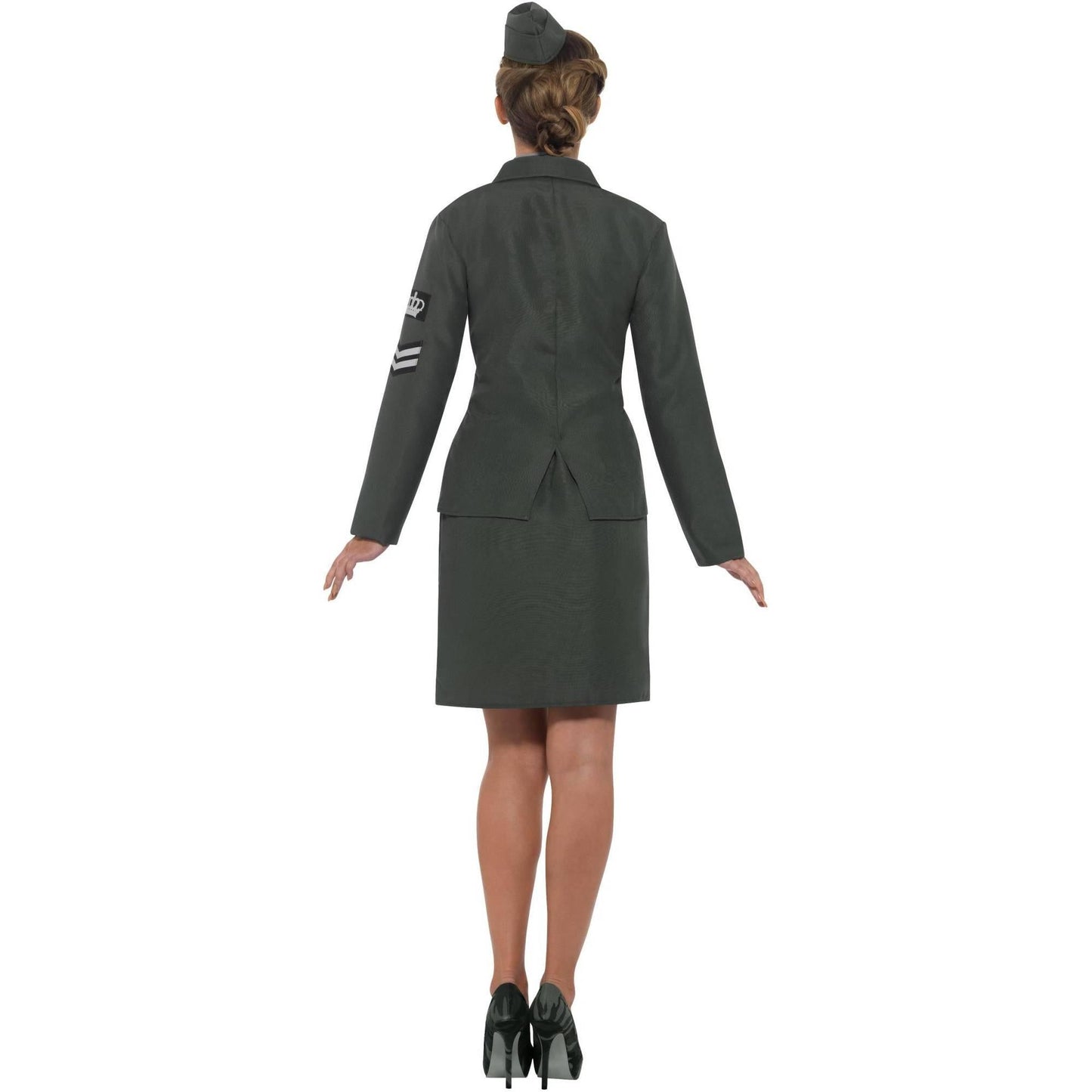 Green - Back - Smiffys Womens-Ladies WW2 Army Costume Set