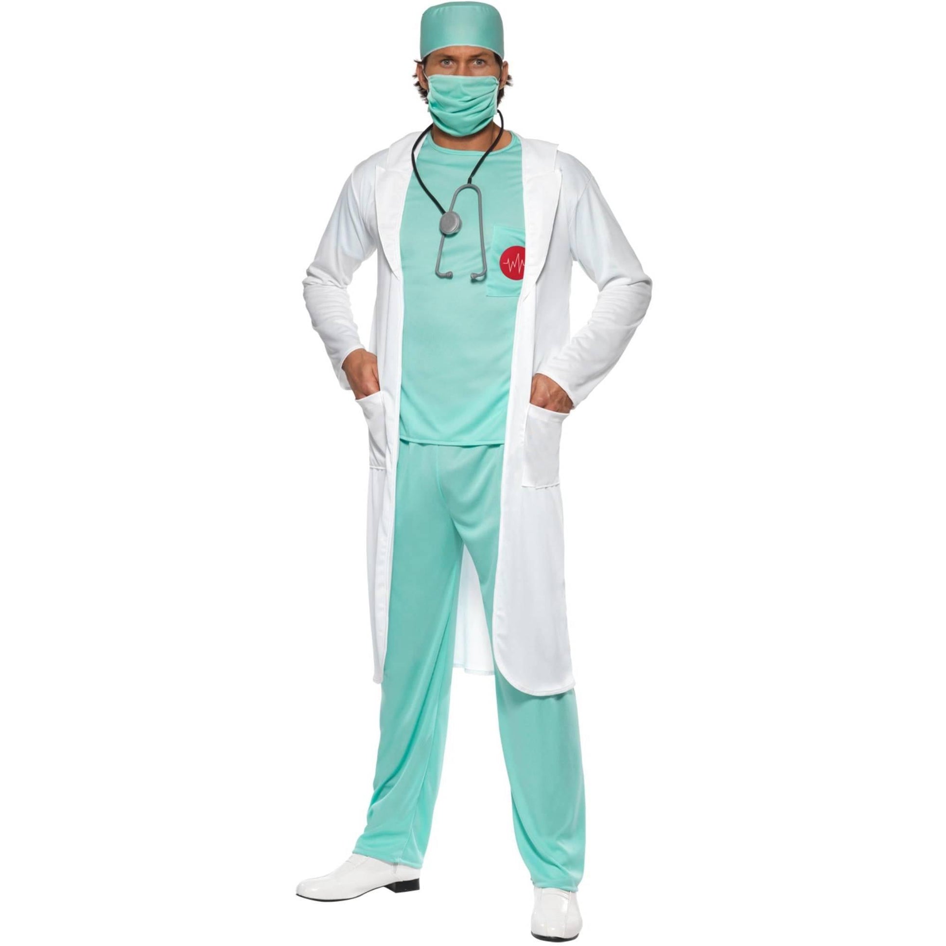 Green-White - Lifestyle - Smiffys Mens Doctor Costume Set