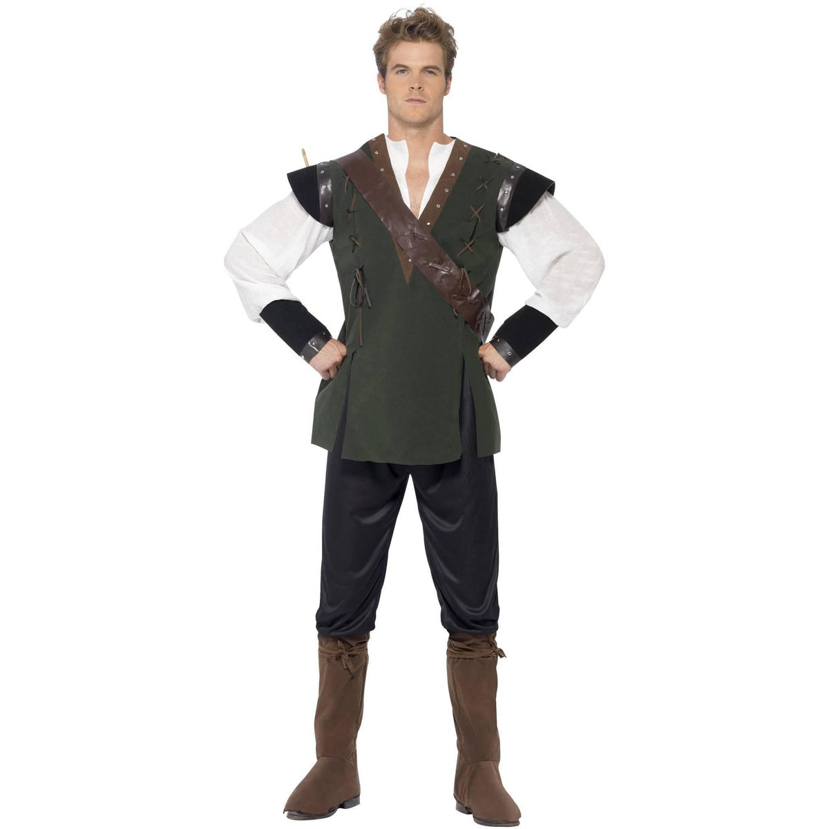 Green-Brown-Black - Front - Smiffys Mens Robin Hood Costume Set