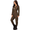 Khaki Brown - Side - Top Gun Womens-Ladies Costume Jumpsuit