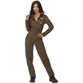 Khaki Brown - Lifestyle - Top Gun Womens-Ladies Costume Jumpsuit
