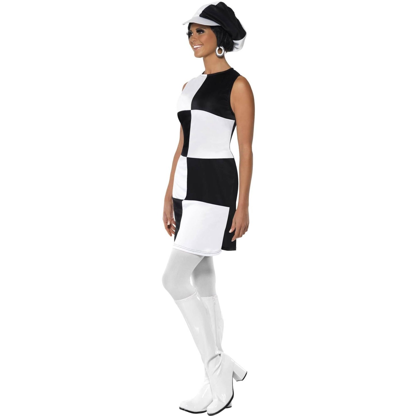 Black-White - Side - Smiffys Womens-Ladies 60s Party Costume Set