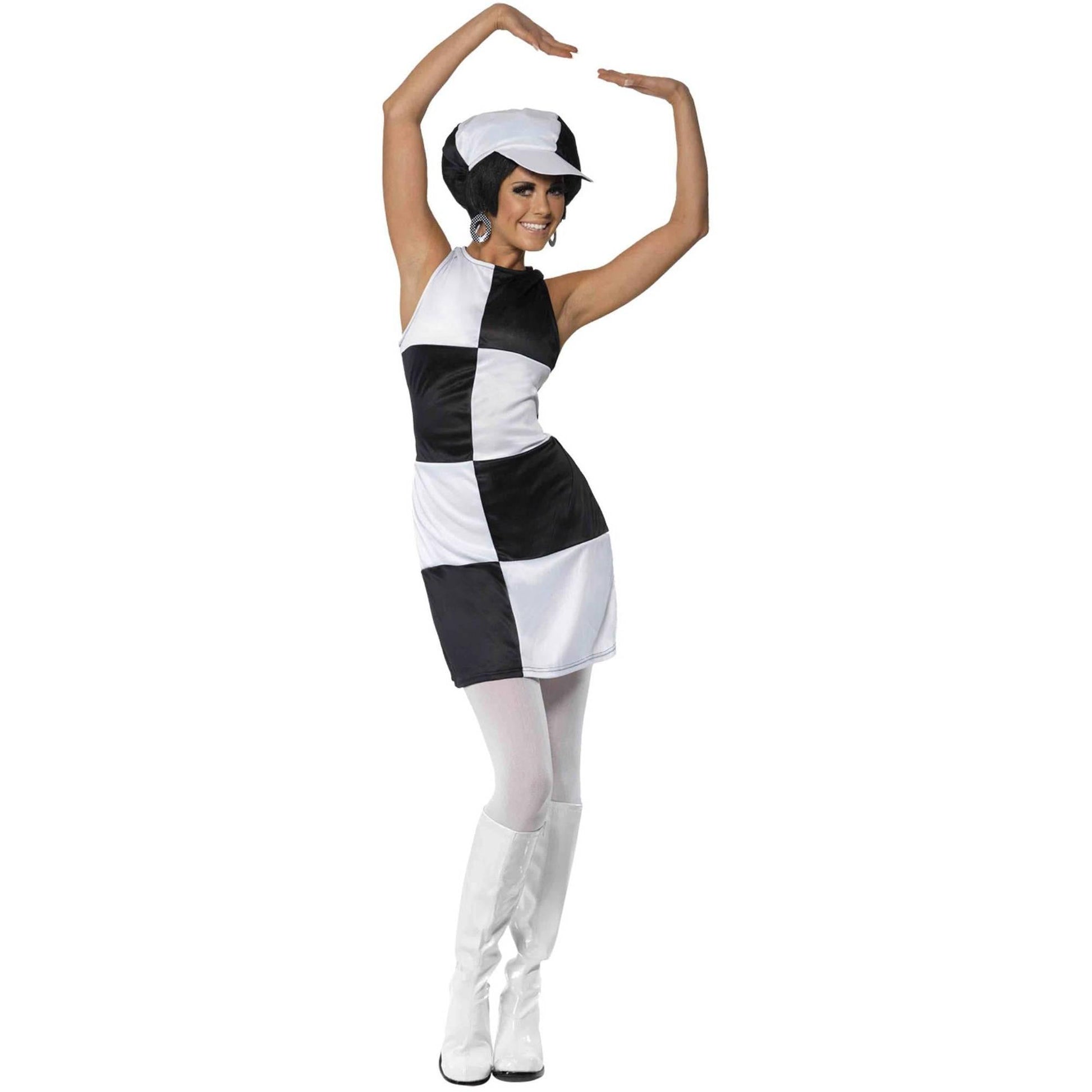 Black-White - Lifestyle - Smiffys Womens-Ladies 60s Party Costume Set