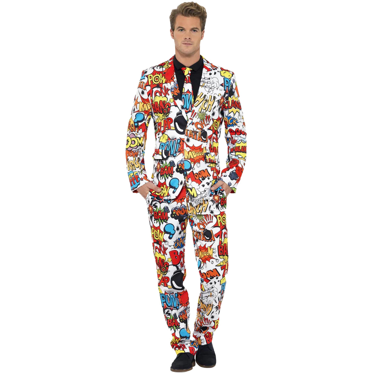 Red-White - Front - Smiffys Mens Comic Strip Costume Suit