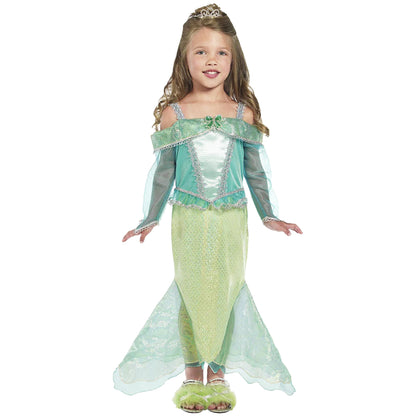 Green-Yellow - Front - Smiffys Girls Mermaid Princess Costume Dress