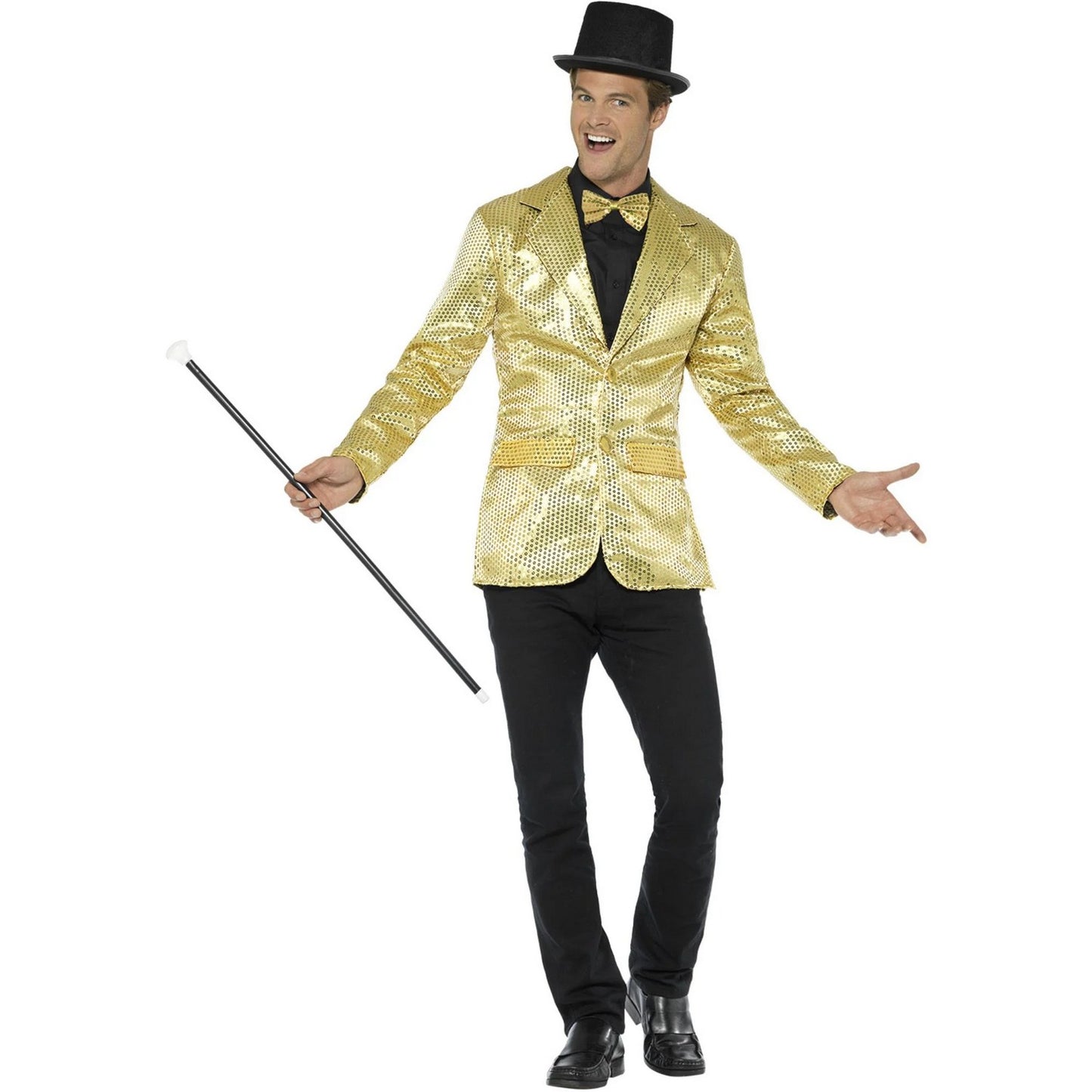Gold - Side - Smiffys Mens Sequin Costume Jacket