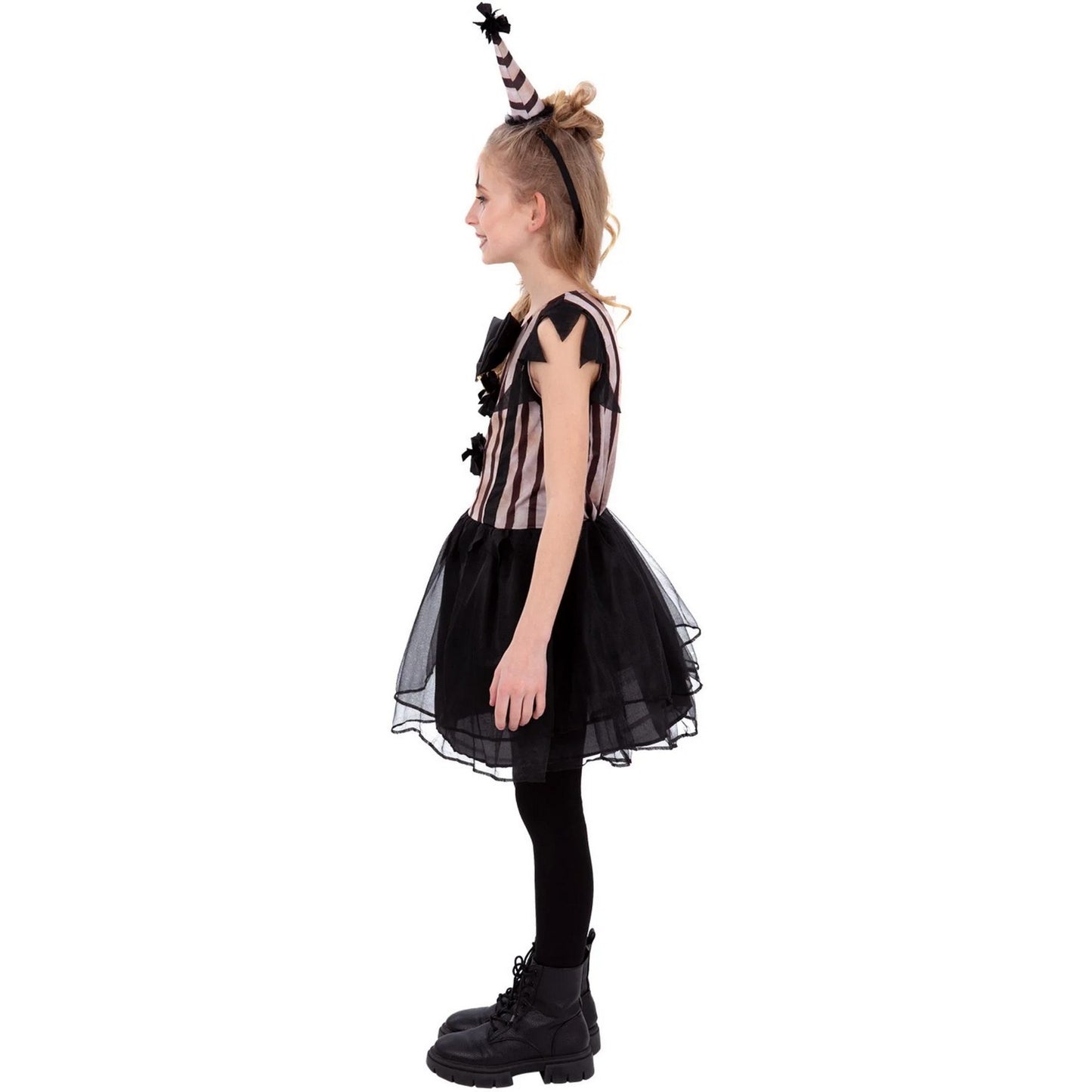 Black-Beige - Side - Smiffys Girls Vintage Clown Costume Set