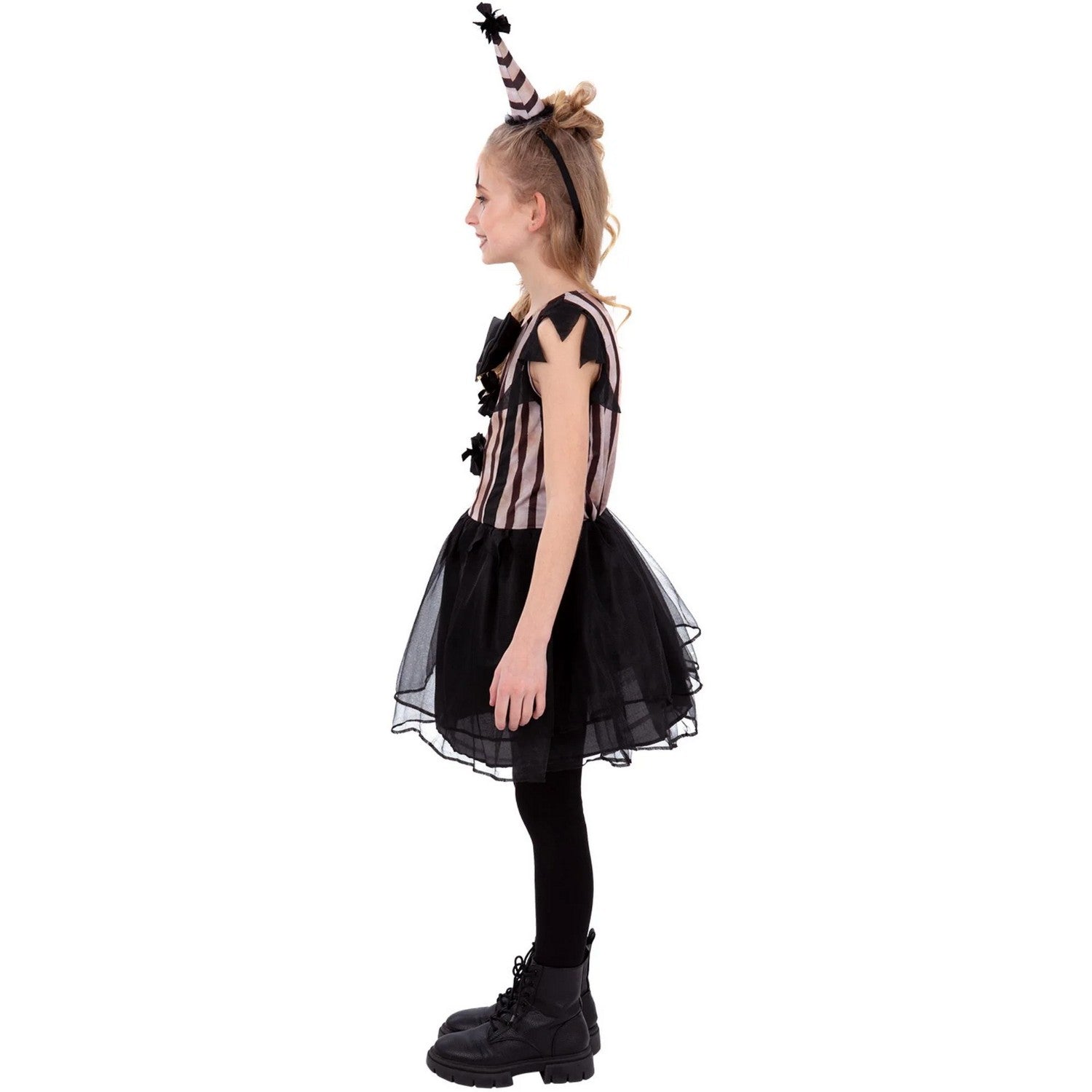 Black-Beige - Side - Smiffys Girls Vintage Clown Costume Set