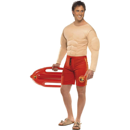 Red - Lifestyle - Baywatch Mens Lifeguard Muscles Costume
