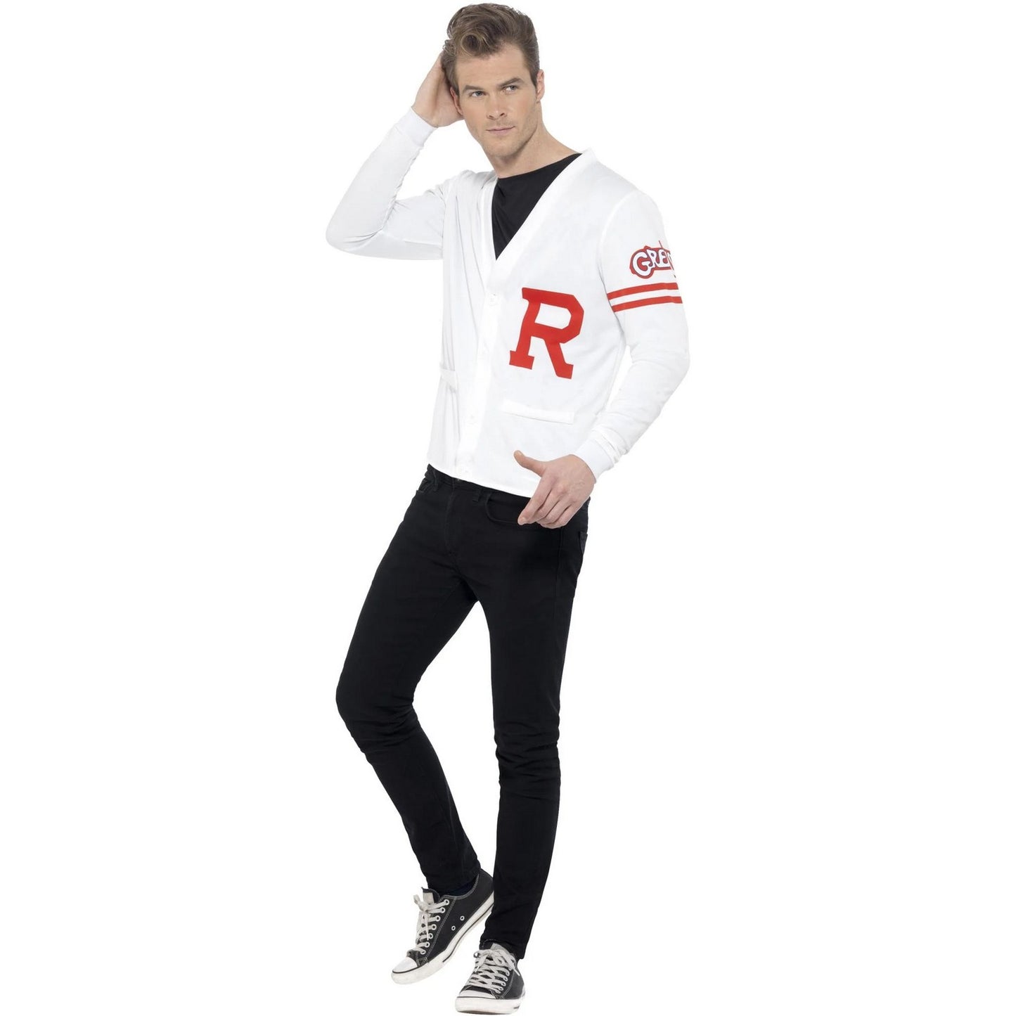 White-Red - Back - Grease Mens Rydell Prep Costume
