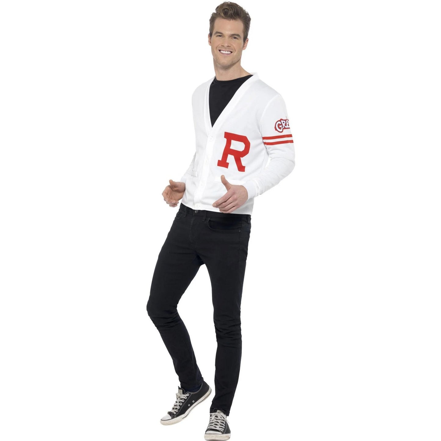 White-Red - Front - Grease Mens Rydell Prep Costume