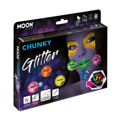 Multicoloured - Back - Moon Glow Chunky Neon UV Glitter
