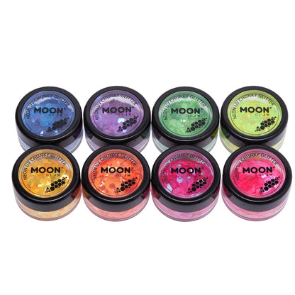 Multicoloured - Front - Moon Glow Chunky Neon UV Glitter