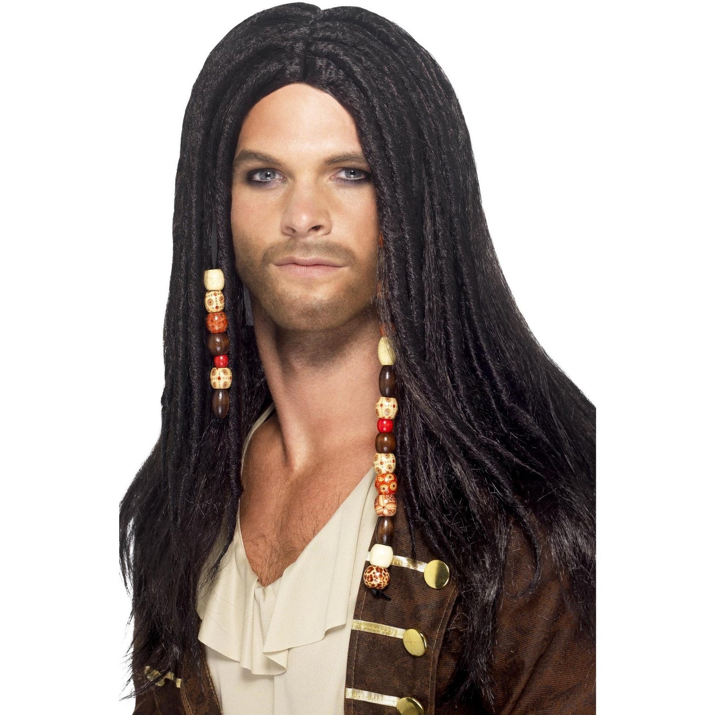 Black - Back - Smiffys Mens Pirate Wig